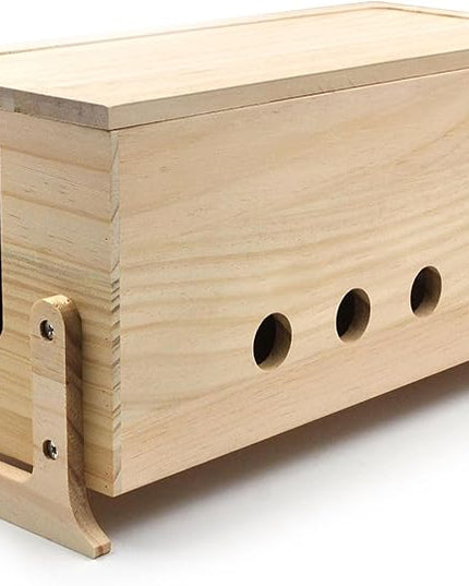 Large Cable Management Box, Wood Cord Hider Box & Organizer for Power Strip Hider Cable Storage for Office, TV Wires, Desk Cord Organizer, 14.2" x 6" x 6.3", Natural, Wood