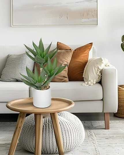 Hollyone Large Artificial Agave Plants Fake Three-Head Agave Succulent Plant Potted 17" Faux Plant Succulent Aloe Vera Plants Indoor for Desk Modern Home Decor
