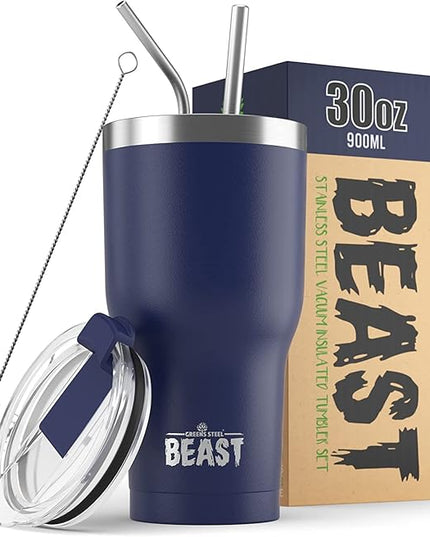 Beast 30 oz Tumbler Stainless Steel Vacuum Insulated Coffee Ice Cup Double Wall Travel Flask (Royal Blue)