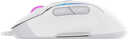 Turtle Beach Kone II Wired RGB Gaming Mouse, 26000 DPI Optical Sensor, 100M Click Life Optical Switches, 23 Customizable Inputs, Ergonomic Design, 4D Scroll Wheel, Pure PTFE Glides – Arctic White