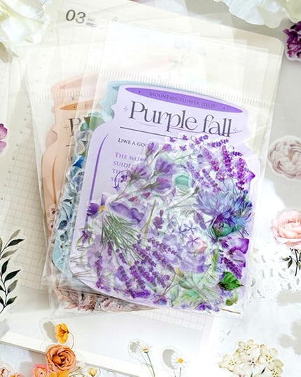 Obujopal 100 Pcs Autumn Flower Stickers for Scrapbooking Junk Journal Card Making CollageNotebook Diary Planner Letter Envelope Water Bottle Phone Case Craft Decoration (Autumn)