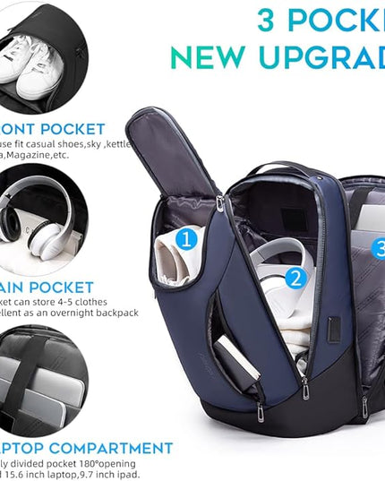 BANGE Business Smart Backpack Waterproof fit 15.6 Inch Laptop Backpack with USB Charging Port,Travel Durable Backpack