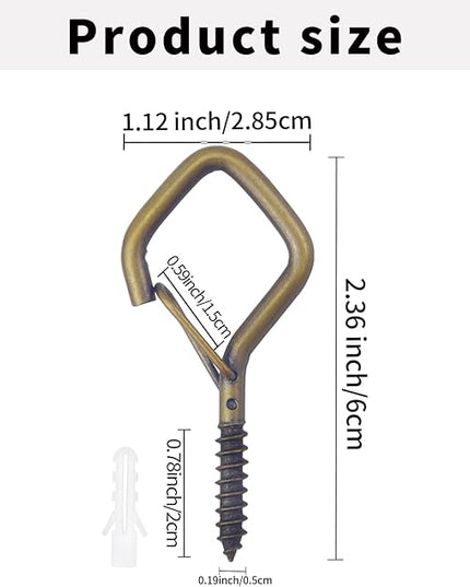 Sexoeie 20PCS Eye Screw Hooks for Hanging Heavy Duty with Safety Buckle.Metal Ceiling Hooks for Hanging Plants,Cup,Wind Chime,Bird Feeders,String Lights at Indoor&Outdoor,2.36 Inch(No Drill Bit)