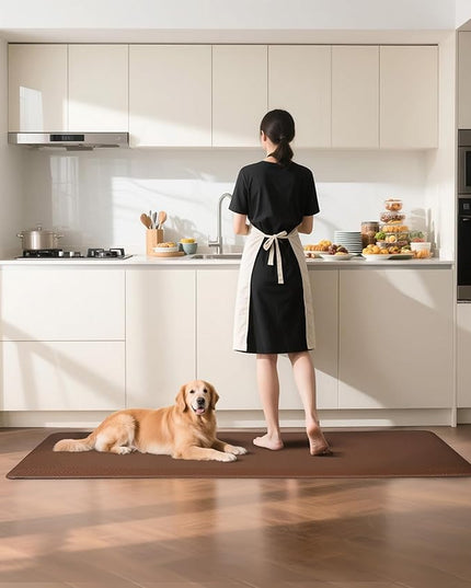 Ophanie Kitchen Mats for Floor, 3/4 Inch Thick Kitchen Rugs, 24'' x 70'' Anti Fatigue Standing Cushioned Mat, Waterproof,Comfort Ergonomic Mat for Office, Home, Sink, Brown Non-Slip Bottom