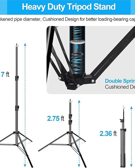 EMART Heavy Duty Backdrop Stand, 7 x 10ft Adjustable Background Support System Kit with Carry Bag for Photography