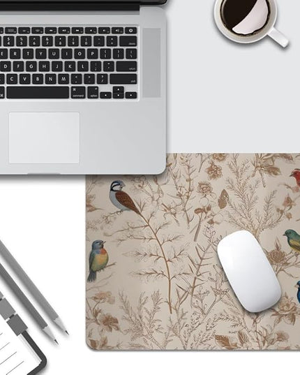 Beige Garden Neutral Floral Square Mouse pad, Texture, Waterproof, Anti Slip Rubber Base, Computer Mouse pad, Laptop Mouse pad