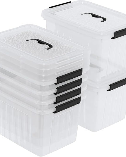 12 Quart Plastic Storage Bins with Lids, Plastic Storage Box, 6 Packs