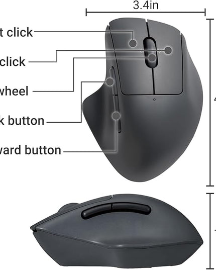 ELECOM Wireless Mouse Ergonomic Shape, 2.4Ghz with Receiver, Silent Click, 20-Month Battery Life, 2000DPI, 5 Buttons, Tilt Wheel, Optical Sensor, Compatible with PC, Mac, Laptop, Black (M-SH30DBSKBK)