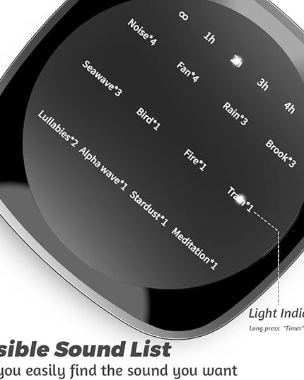 Sleepbox Sleep White Noise Sound Machines with 25 Soothing Sounds 36 Volume Levels 5 Timers Visible Sound Catalog Portable Size Memory Function for Home Office and Travel