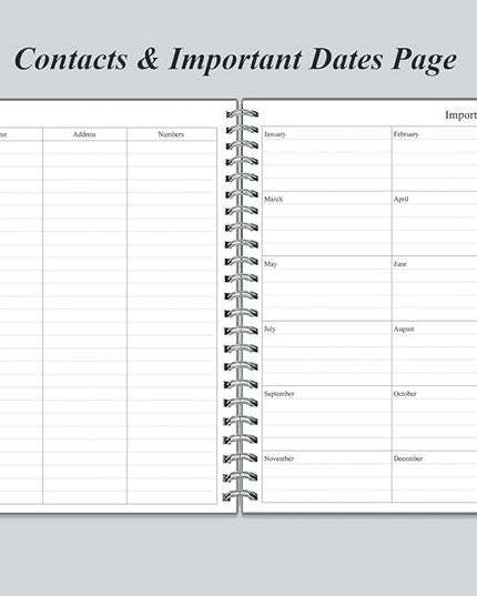 Daily Planner Undated - B5 To Do List Notebook Hourly Schedules, Spiral Appointment Planner for Women and Men, PVC Hardcover, Inner Pocket, Elastic Closure, 7" x 10", Grey