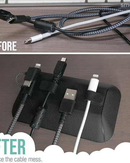 Smartish® Magnetic Cord Holder - Bigger Cable Wrangler Stocking Stuffer Organizer with Magnet Clips for Charger Management on Desktop, Nightstand - Holds 6+ Cables - Black Tie Affair