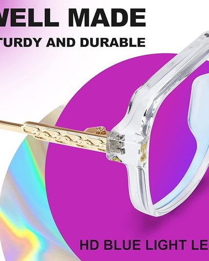 VISOONE 2 Pack Oversized Blue Light Blocking Glasses with Chic Square TR90 Frame and Metal Temple for Women Men REMY