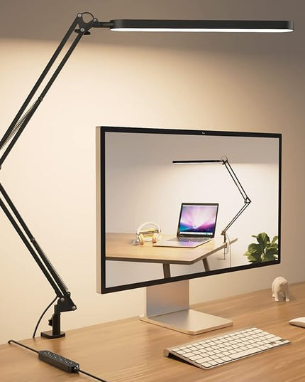 SKYLEO Desk Lamp for Home Office, Eye Comfortable LED Desk Light for Long Hours, Adjustable Swing Arm with Memory Function, Black