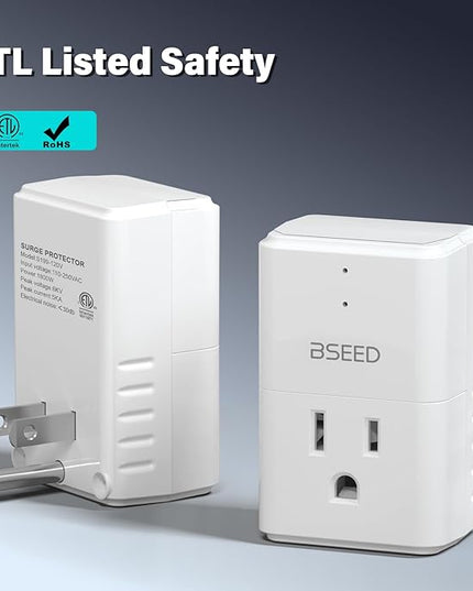 [ETL Listed] BSEED 1875W Single Outlet Surge Protector, Mini Surge Protector for Refrigerators, PC, TV, Xbox Series X, PS5 and Home Appliances, Voltage Protector with LED Indicators,15A, 2 Pack