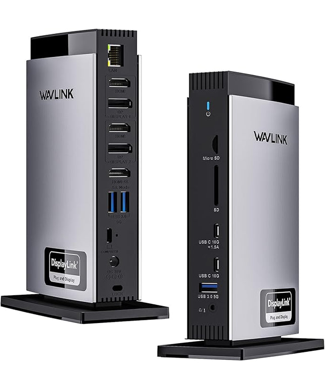 WAVLINK Docking Station 3 Monitors, Triple 4K@60Hz for MacBook M1/M2/M3/M4/Windows, Displaylink Dock with 3X HDMI or 2X DisplayPort, 130WPD,5 USB Ports, Ethernet, Audio, SD/TF