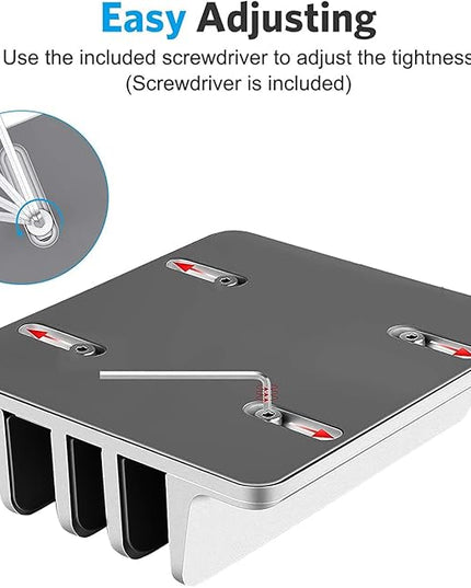 Vertical Laptop Stand [Updated Version],3-Slot Space-Saving Aluminum Desktop Stand Holder with Adjustable Dock Size Compatible for All MacBook/HP/Dell/Surface/Samsung/Chrome Book(Silver)