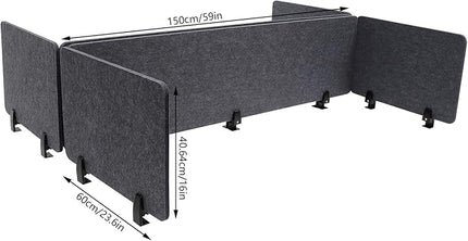 2 Pack Acoustic Desk Divider 59 x 16 Inch No Drilling Clamp-On Privacy Shields Panel Freestanding Desk Divider Desktop Sound Proof Dividers for Office Libraries School Student Desks
