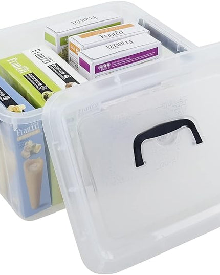 12 Quart Plastic Storage Latch Box with Handle, Plastic Bin with Lid, 6 Pack