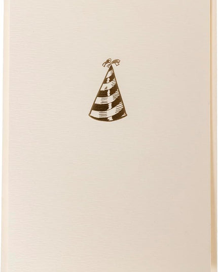 Graphique Party Hat Birthday Cards, Pack of 10 Cards with Envelopes, Bday Greetings, Blank Inside, Gold Foil Embossing, La Petite Press Collection Boxed Set, 3.25" x 4.75"