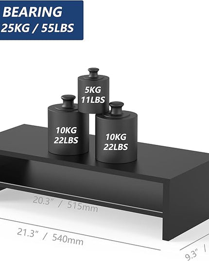 FITUEYES Monitor Stand - 2 Tier Computer Monitor Riser with 21.3 Inch Shelf, Wood Desktop Stand for Laptop Computer Screen, Desk Organization, Office Supplies