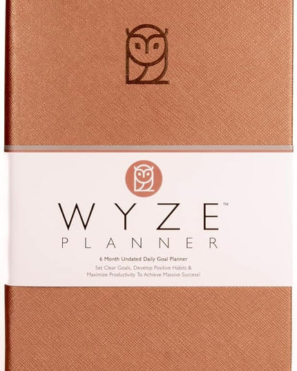Undated Daily Planner – 6-Month A5 Productivity Organizer with Full Page Per Day, Hourly Schedule, Goal Setting, Habit Tracker, Weekly & Monthly Pages – Hardcover Time Management Notebook (Rose Gold)