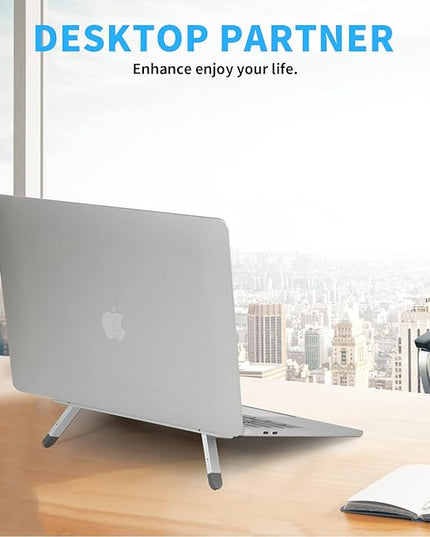 Riser for Desk,Pop up Laptop Stand,Adjustable Height Self-Adhesive Portable Laptop Stand with Feet, Extend Leg,Foldable Computer Stand for 10”-17” Models MacBook Air, Keyboard etc.