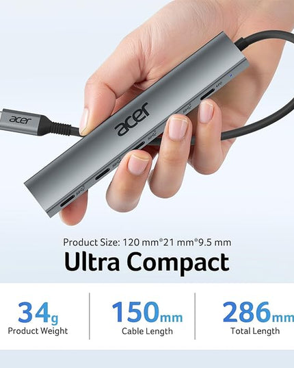 Acer 10 Gbps USB C Hub, USBC Splitter with 4*USB C 3.2 and 100W PD Port, Fast Transfer Type-C Multiport Adapter Compatible with MacBook Pro/M2/M1, iPad, Surface Pro, XPS【No Video Output】
