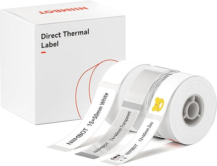 NIIMBOT Label Maker Tape for D110/D11/D101 Label Printer, Multi-Size 3Rolls Pack | 0.59'' x 1.97''White, 0.55'' x 1.57''Transparent, 0.47'' x 1.57''Zoo, for Home Office School Labeling