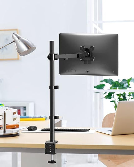 WALI Monitor Arm Mount for Desk, Single Extra Tall Computer Desk Mount, Monitor Bracket Mount Stand Single, up to 32 inch, 22 lbs (M001XL), Black
