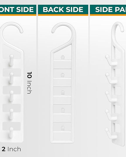 CraftyCrocodile Space Saving Hangers for Clothes - 4 in Pack, Heavy Duty Plastic, Multi Closet Space Savers for Shirts, Pants, Jeans, Sweaters - Hanger Organizer Space Saver, White