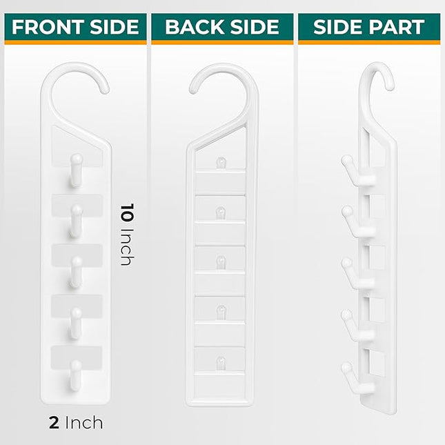 CraftyCrocodile Space Saving Hangers for Clothes - 4 in Pack, Heavy Duty Plastic, Multi Closet Space Savers for Shirts, Pants, Jeans, Sweaters - Hanger Organizer Space Saver, White