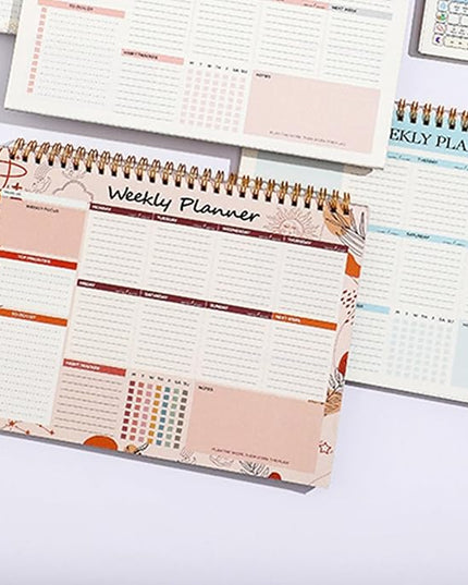 Weekly Planner, 52 Pages Undated Daily List Schedule Notebook Time Management Memo Pad for Office, Home Planning & School Scheduling (Pattern-B)