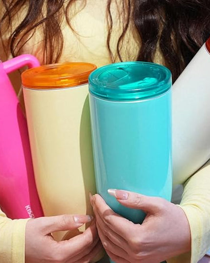 KISSKIND 40 oz Lumispin Tumbler with Handle and Hidden Straw, 100% Leak Proof Water Cup with Handle, Insulated Water Bottle for Travel, Mom, Nurse, Teacher, Student, Velvety Cream