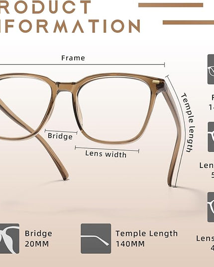 MACJERO 2-Pack Oversized Square Blue Light Blocking Glasses for Women Men, Anti-Fatigue Computer Monitor Gaming Glasses Reduce Eye Strain(Black+Brown)