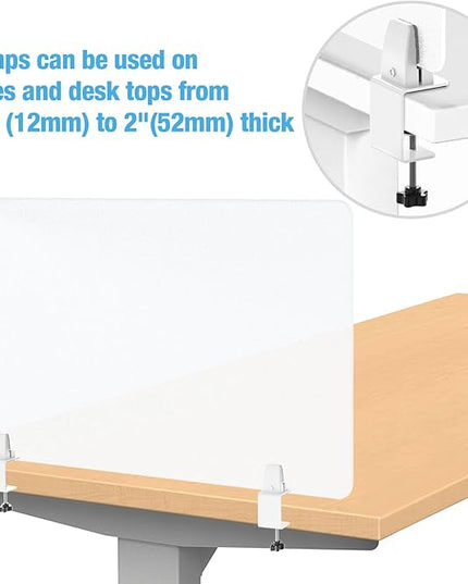 Desk Divider 4 Pcs Desk Privacy Panel 23.6''L x 15.8W'' Office Partitions Frosted Acrylic Panel Pack of 4 Desk Divider Partition with Adjustable Universal Base