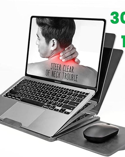 PUNCUBE Portable Lap Desk - Lap Desk with Retractable Mouse Pad, Adjustable Stand, Writing Board, Expandable Surface, and Heat Protection for Laptops and Tablets (Silver Grey)