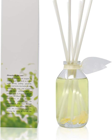 LOVSPA Reed Diffuser Set, Jasmine Vanilla Scented Oil Diffuser with Sticks, Home Fragrance Accessories for Bathroom Shelf Decor, Aroma Diffusers for Home or Office Desk, USA Made