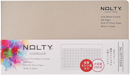 NOLTY NOTE Horizontal Slim Plus Graph Matrix, 3.5mm Grid, 200 Pages, Greige, NTY3206