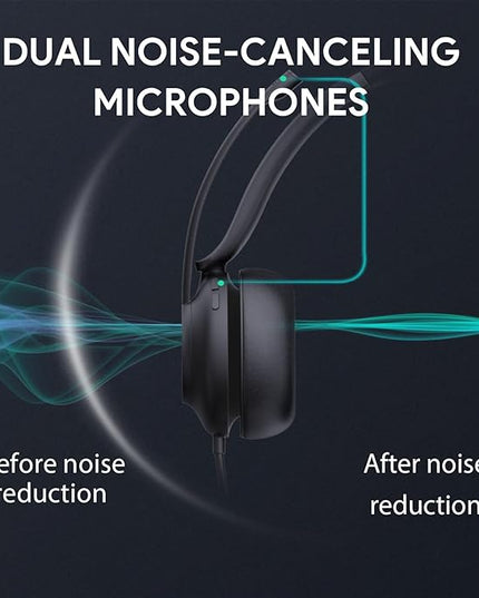 Yealink UH37 Professional Wired USB-A Headset with Noise Cancelling Microphone for Computer PC, Mono Headphones with Mute Control, Compatible with Teams, Zoom, and Other Online Conference