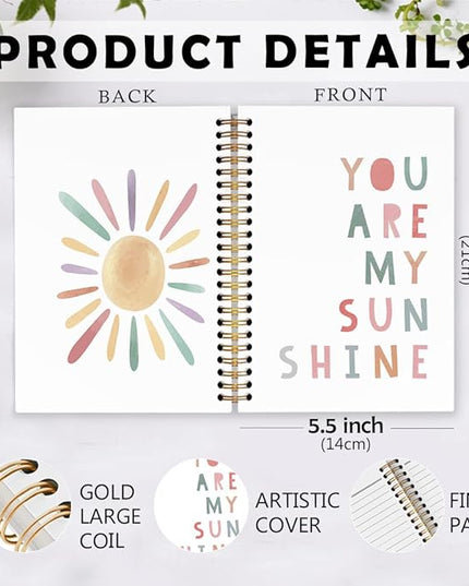 dvhdajed Boho Sunshine Inspirational Spiral Notebook, You Are My Sunshine Journaling Notebooks, Positive Affirmation Spiral Journal for Kids, Motivational Office School Supplies Gifts, 5.5x8.3 In