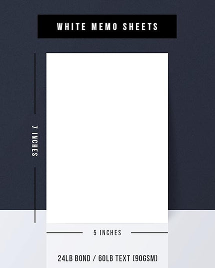 White Memo Sheets Paper – Perfect for Quick Notes, To-Do Lists and Reminders for School, Office and Business | 5 x 7 Inches | 24lb Bond / 60lb Text (90gsm) Paper | 250 Sheets per Pack