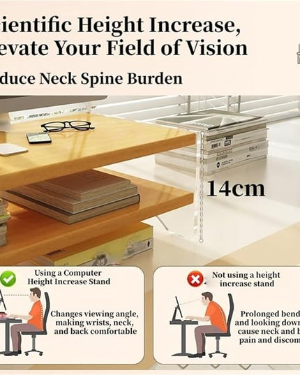 Desktop Monitor Riser Stand with Storage, Acrylic Floating Computer Stand, Multi-Level Desk Shelf Organizer for Home Office Workspace(Natural,2-tier)