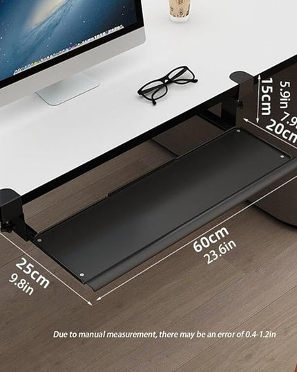 Pull Out Keyboard Tray with C Clamp Mount, Metal Keyboard Tray Under Desk, Slide-Out Platform Computer Drawer(Black)