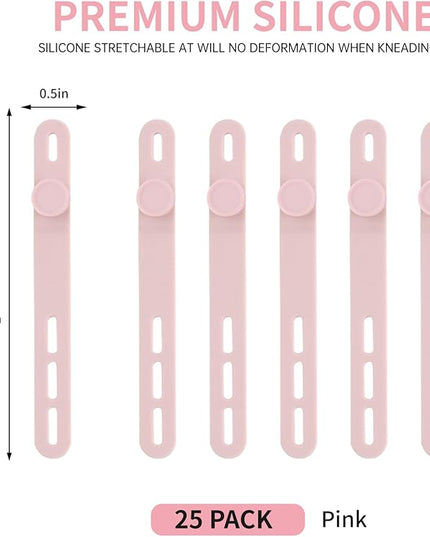 Oligei 25 Pcs Silicone Cable Ties, Cable Ties Reusable, High Elasticity Cord Wraps for Electrical Cords, Cord Organizer for Earphone, Phone Charger(Pink)