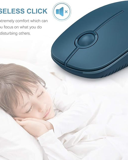 VssoPlor Wireless Mouse, 2.4G Slim Portable Computer Laptop Mouse with Nano Receiver Quiet Silent Optical Mice for Notebook, PC, Laptop, Computer-Sapphire Blue