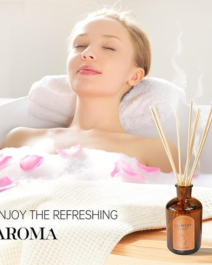 LEAMERR Premium Reed Diffuser Set - 8.8 oz (250 ml) Bedroom Bathroom Living Room Home Fragrance Products Sweet Orange&CEDERWOOD Scent 1 Pack