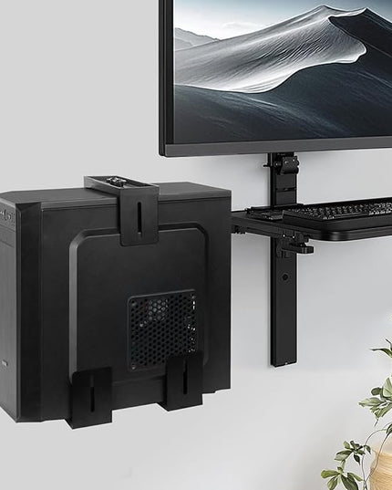 PC Wall Mount Adjustable Bracket Open Frame, Width Adjustable from 5.2" to 8.5", Thickened Steel Computer Tower Wall Mount for Full Tower, PC Holder for Home Office Computer Case CPU Holder