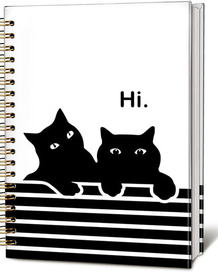 Funny Cat Notebook Journal, Black Cat Spiral Notebook, Black Cat Gifts, Cat Notepad, Cat Stationary, Gifts for Cat Lovers, College Ruled Spiral Notebook 80 Sheets -160 Pages 5.5x8.3 Inch