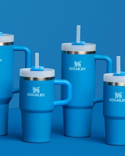 STANLEY Quencher H2.0 Tumbler with Handle and Straw 14 oz | Flowstate 3-Position Lid | Cup Holder Compatible for Travel | Insulated Stainless Steel Cup | BPA-Free | Azure