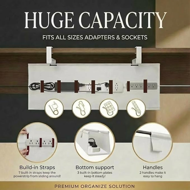 [Upgraded] Under Desk Cable Management, 36" Cord Organizer, with Silicone Pads (No Scratch!), 16 Cable Ties, Washable PE Honeycomb Base,Fits Any Desk 0-2.1", No Stinky Cardboard! Beige